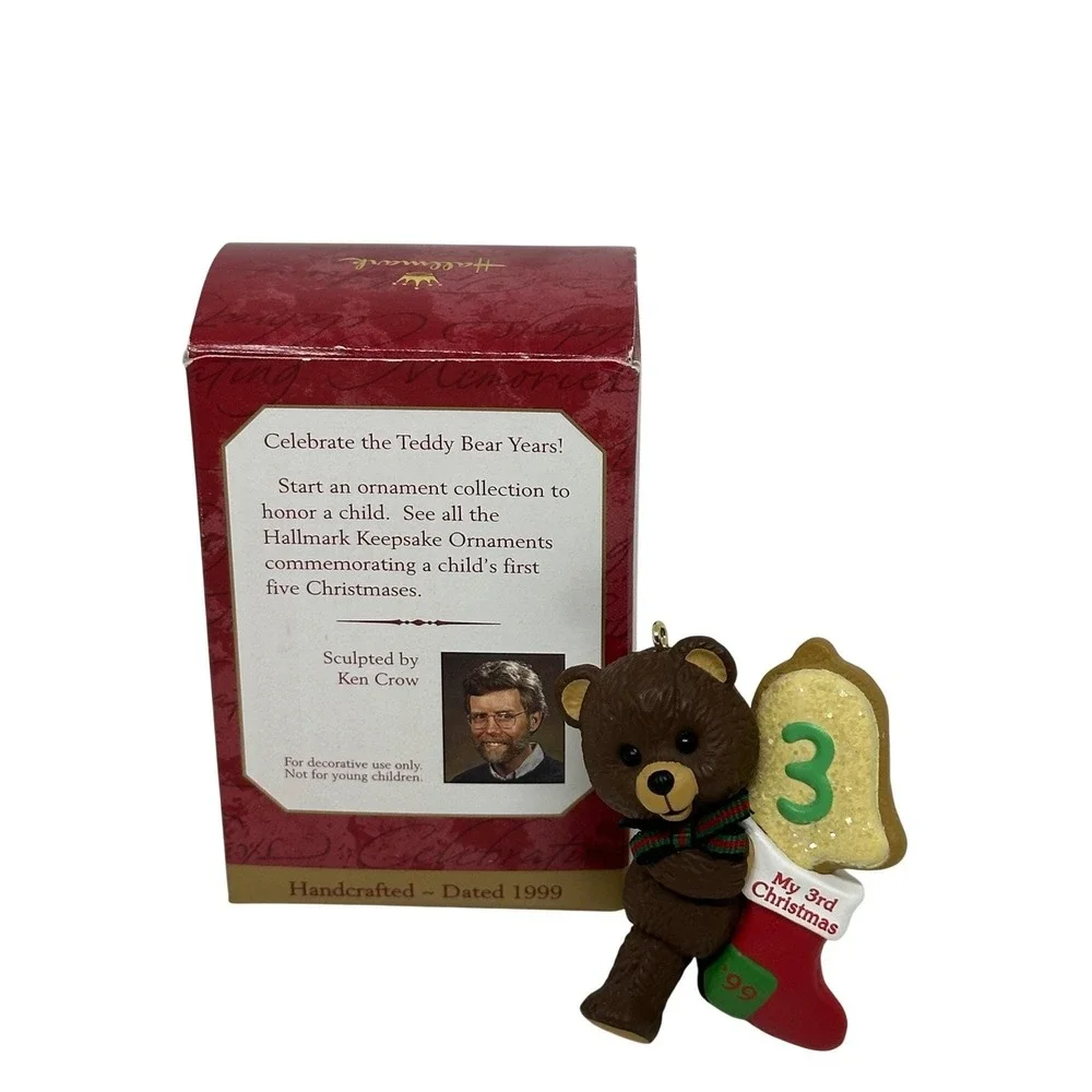 VTG 1999 Hallmark Keepsake‎ Ornament Child's Third Christmas Bear Stocking Boxed